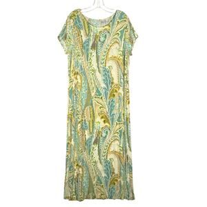 Chico's Travelers Paisley Cap Sleeve Maxi Dress 2 Womens 12/14 Wrinkle Resistant